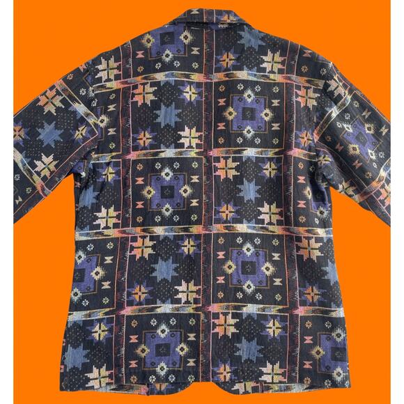 90's vintage southwest aztec tribal oversized blazer Size 4 - Picture 6 of 8